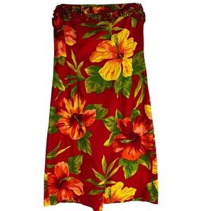 Ralph Lauren Vintage Hibiscus print tropical dress. Size 10. Removable strap